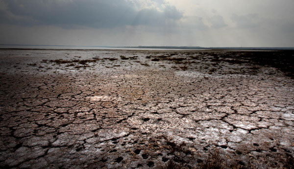 Photo taken on Sept 24, 2011 shows the bank of China&apos;s largest desert lake Hongjiannao in Yulin, north China&apos;s Shaanx Province.