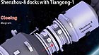 The graphics shows the procedure of Shenzhou-8 spacecraft docking with Tiangong-1 space lab module on Nov. 3, 2011.