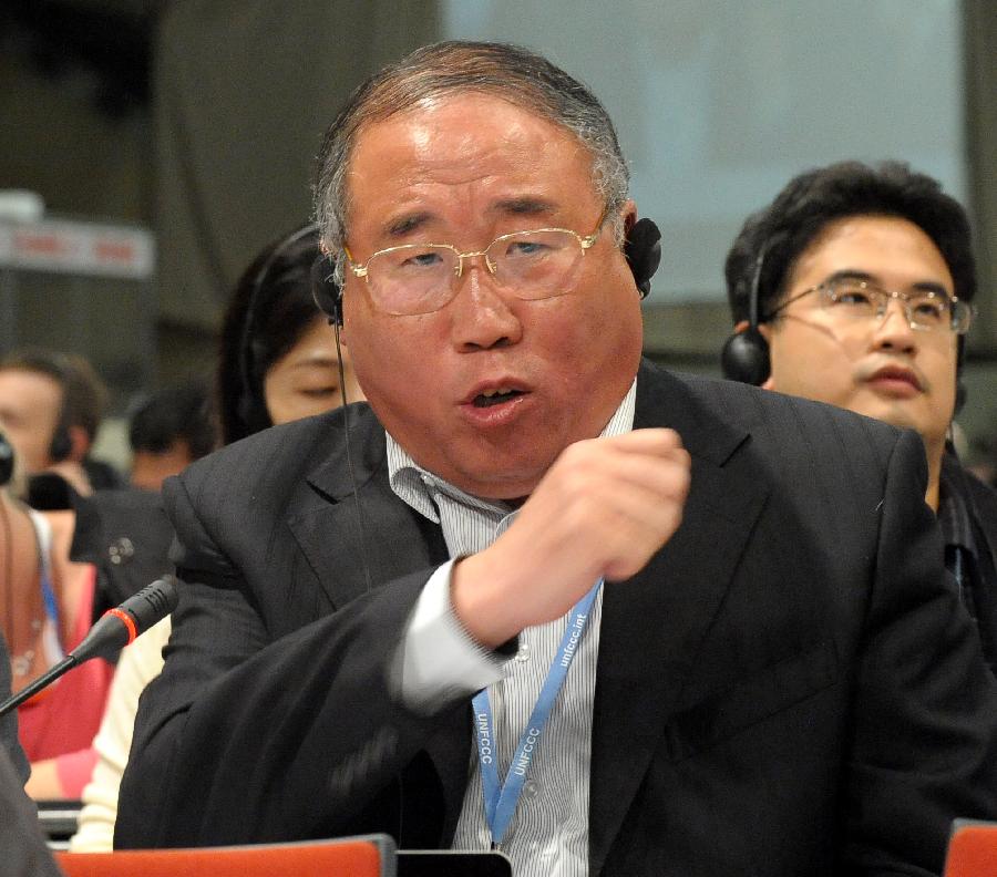 Xie Zhenhua, vice director of China&apos;s National Development and Reform Commission and head of the Chinese delegation, addresses the plenary session of the UN Climate Conference (COP17) in Durban, South Africa, Dec. 11, 2011. 