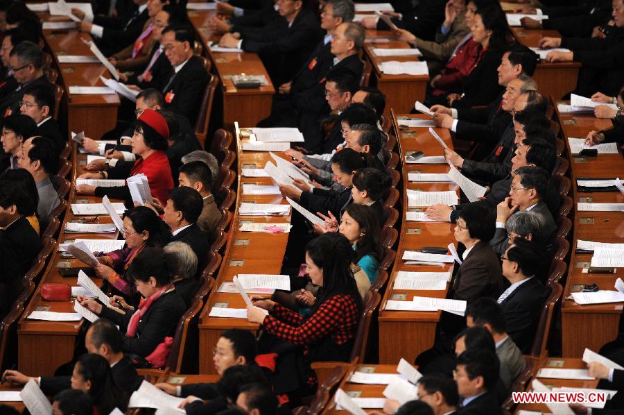 The Fifth Session of the 11th National Committee of the Chinese People's Political Consultative Conference (CPPCC) opens at the Great Hall of the People in Beijing, capital of China, March 3, 2012. 