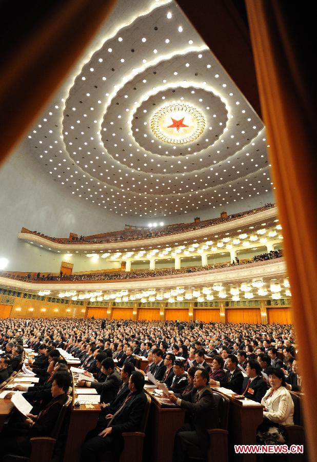 The Fifth Session of the 11th National Committee of the Chinese People&apos;s Political Consultative Conference (CPPCC) opens at the Great Hall of the People in Beijing, capital of China, March 3, 2012. 