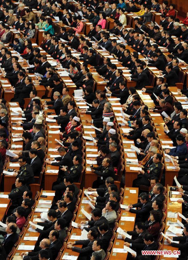 The Fifth Session of the 11th National Committee of the Chinese People&apos;s Political Consultative Conference (CPPCC) opens at the Great Hall of the People in Beijing, capital of China, March 3, 2012. 