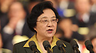 Lin Wenyi, vice chairwoman of the National Committee of the Chinese People's Political Consultative Conference (CPPCC), delivers a report at the Great Hall of the People in Beijing, capital of China, March 3, 2012.