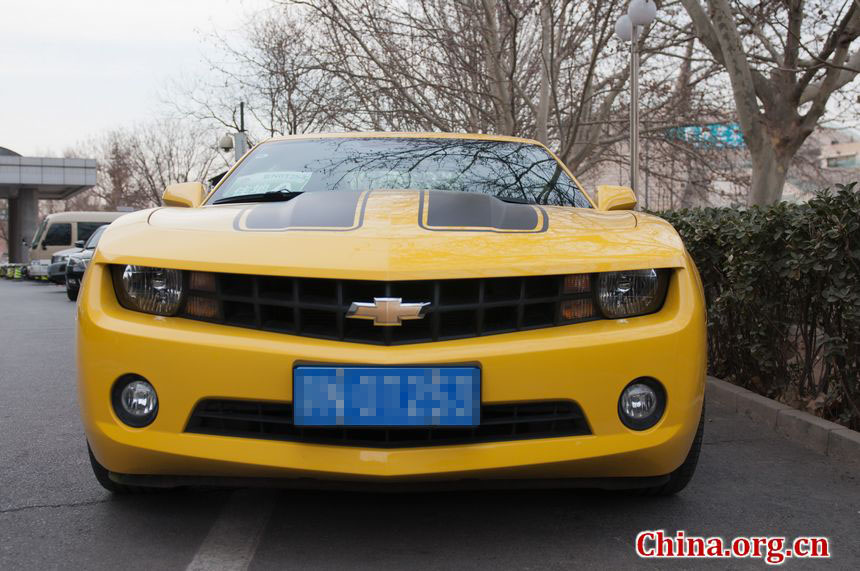 A Chevy Camaro, the one acts as Bumblebee in film Transformers, is found at the China Central Television (CCTV)&apos;s Media Center, the press center for the country&apos;s National People&apos;s Congress (NPC) [China.org.cn]