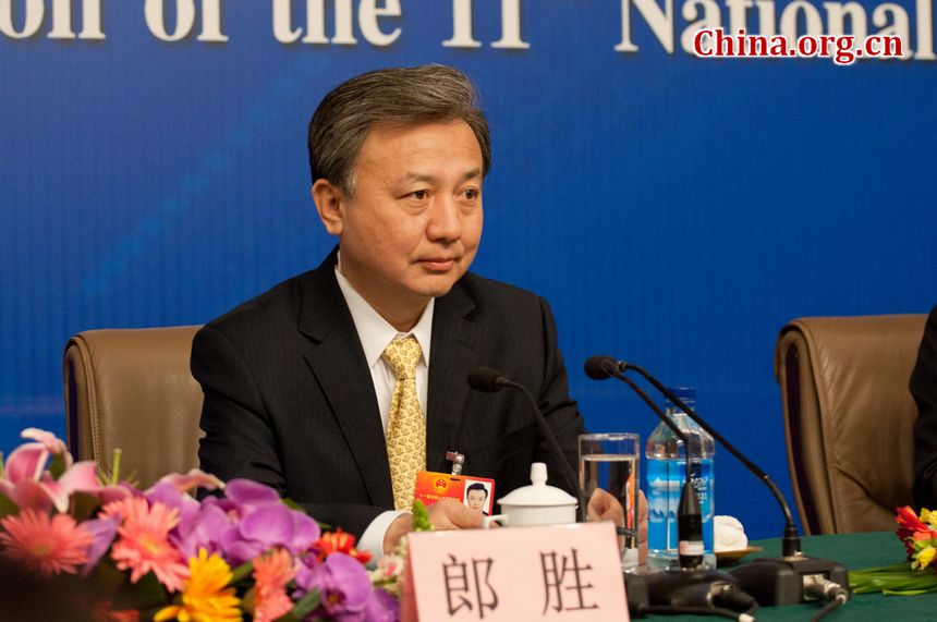 The Legislative Affairs Commission of the 11th National People&apos;s Congress holds a press conference on Thursday afternoon, March 8, 2012, at the NPC Press Center of China Central Television (CCTV)&apos;s Media Center. 