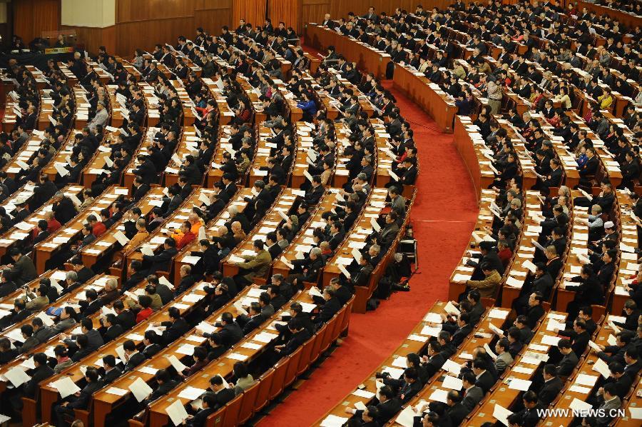 The second plenary meeting of the Fifth Session of the 11th National Committee of the Chinese People's Political Consultative Conference (CPPCC) is held at the Great Hall of the People in Beijing, capital of China, March 9, 2012. 