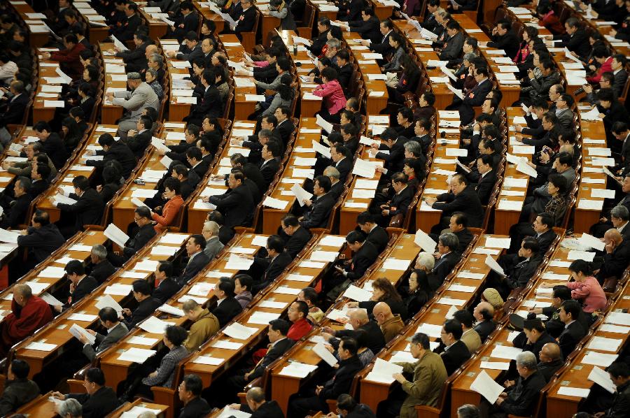 The fourth plenary meeting of the Fifth Session of the 11th National Committee of the Chinese People's Political Consultative Conference (CPPCC) is held at the Great Hall of the People in Beijing, capital of China, March 11, 2012.\