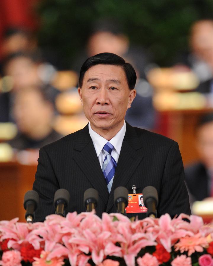 Yang Hua, a member of the 11th National Committee of the Chinese People's Political Consultative Conference (CPPCC), speaks during the fourth plenary meeting of the Fifth Session of the 11th CPPCC National Committee at the Great Hall of the People in Beijing, capital of China, March 11, 2012. 