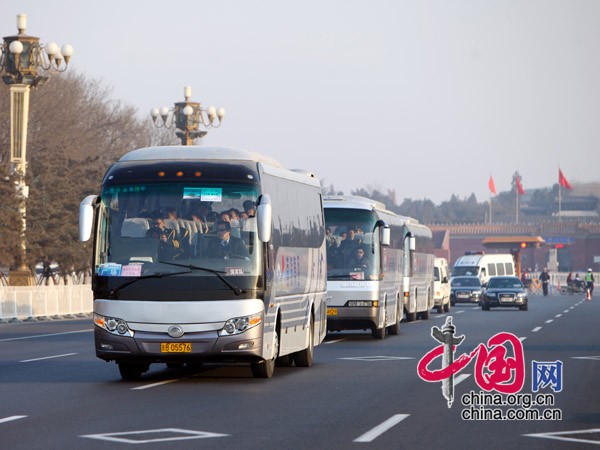 Delegates leave for the Great Hall of the People. The 11th National Committee of the Chinese People&apos;s Political Consultative Conference (CPPCC), China&apos;s top political advisory body, is scheduled to conclude its annual session in Beijing Tuesday morning.