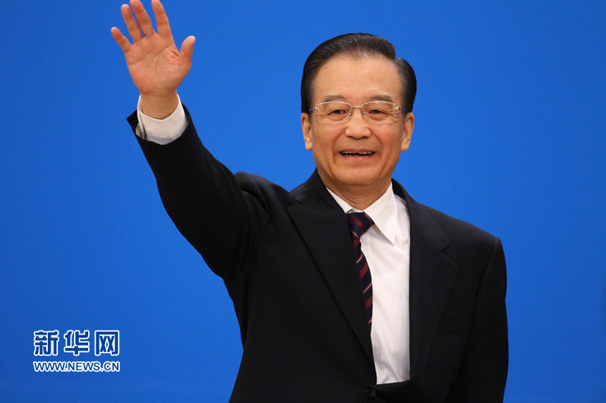 Chinese Premier Wen Jiabao meets the press after the closing meeting of the Fifth Session of the 11th National People&apos;s Congress (NPC) at the Great Hall of the People in Beijing, March 14, 2011.
