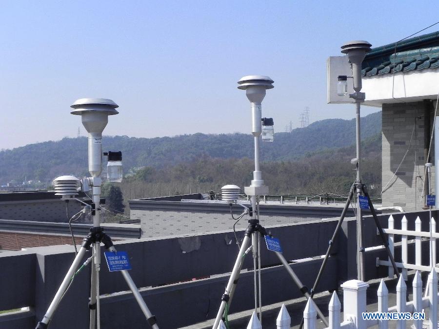 Photo taken on March 25, 2012 shows monitors with double channels of PM2.5 and PM10 at a haze observation station in Hangzhou, capital of east China&apos;s Zhejiang Province. 