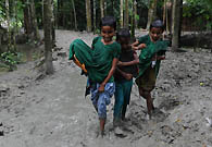 Children are on their way to school.