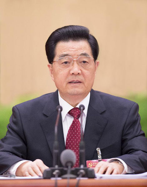 Hu Jintao, general secretary of the Central Committee of the Communist Party of China (CPC), addresses the Seventh Plenary Session of the 17th CPC Central Committee in Beijing, capital of China, on Nov. 4, 2012. The session was held from Nov.1 to 4 in Beijing and presided over by the Political Bureau of the CPC Central Committee. [Li Xueren/Xinhua]