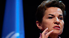 United Nations Convention on Climate Change Executive Secretary Christiana Figueres speaks during the launch event for 'Momentum for Change: Innovative Financing for Climate-friendly Investment' at the Qatar National Conference Center (QNCC) on the penultimate day of the climate talks in Doha, Qatar, Dec. 6, 2012.