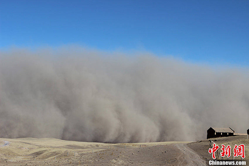 An enormous wall of dust hits the Shandan Horse Ranch, Shandan County, northwestern China's Gansu Province, in this stunning shot captured on March 5, 2013. 