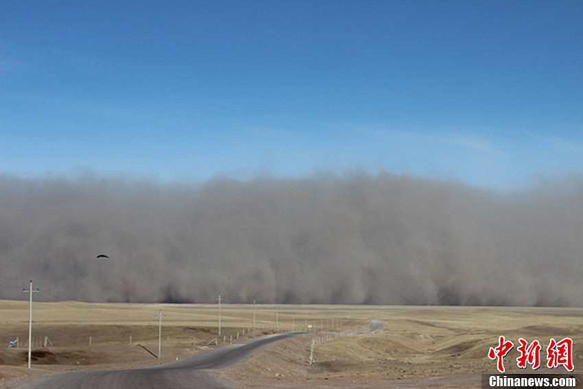 An enormous wall of dust hits the Shandan Horse Ranch, Shandan County, northwestern China's Gansu Province, in this stunning shot captured on March 5, 2013. 