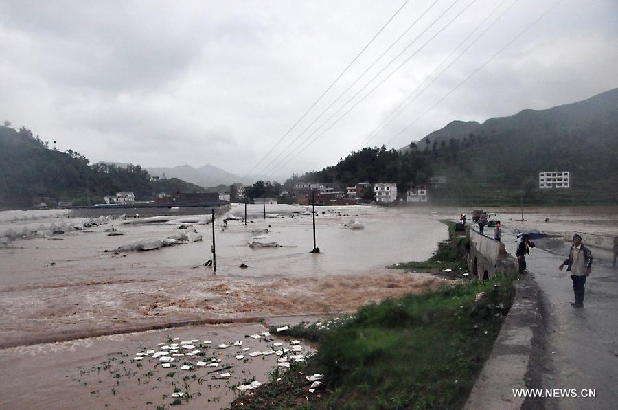 Farmlands are flooded in Changba Village of Bijie City, southwest China's Guizhou Province, May 29, 2013. 