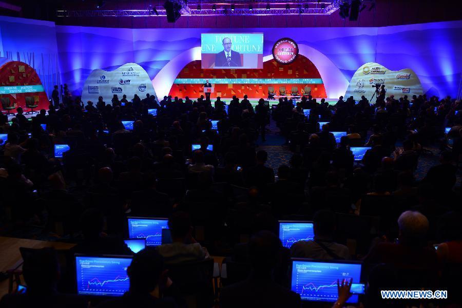 Fortune magazine's managing editor Andy Serwer addresses the opening ceremony of the 2013 Fortune Global Forum in Chengdu, capital of southwest China's Sichuan Province, June 6, 2013.