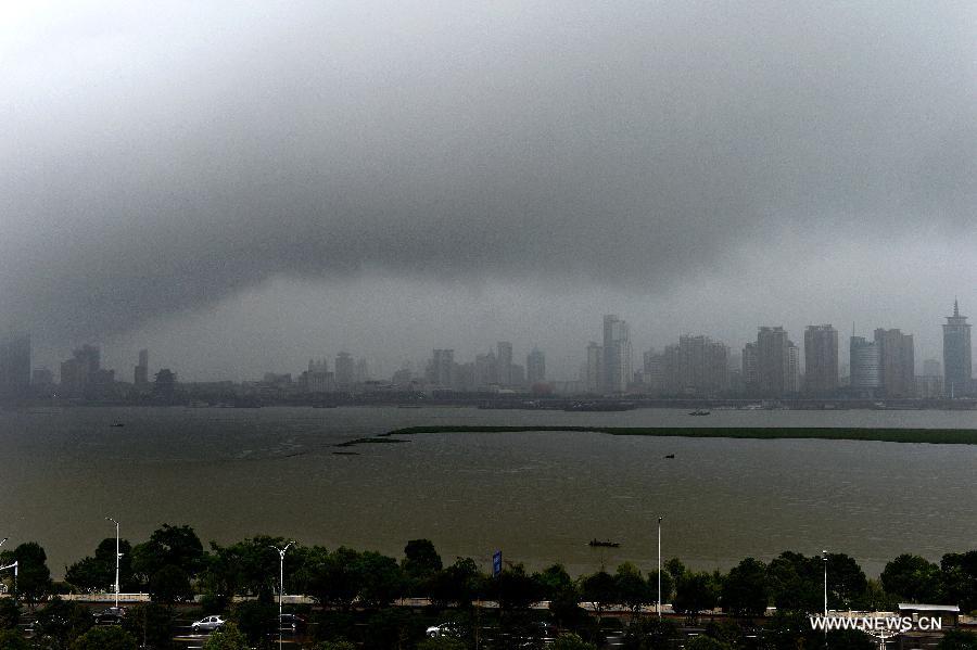 A rainfall hits Nanchang, capital of east China's Jiangxi Province, June 28, 2013.