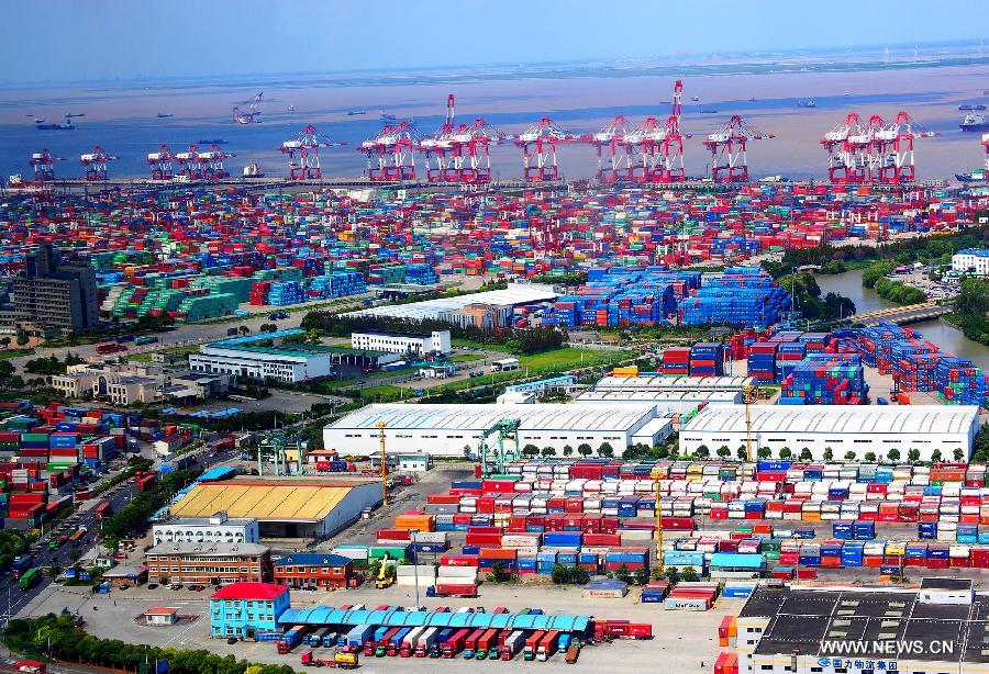 Photo taken on Sept. 26, 2013 shows the Waigaoqiao Free Trade Zone, part of the free trade zone (FTZ) in Shanghai, east China.