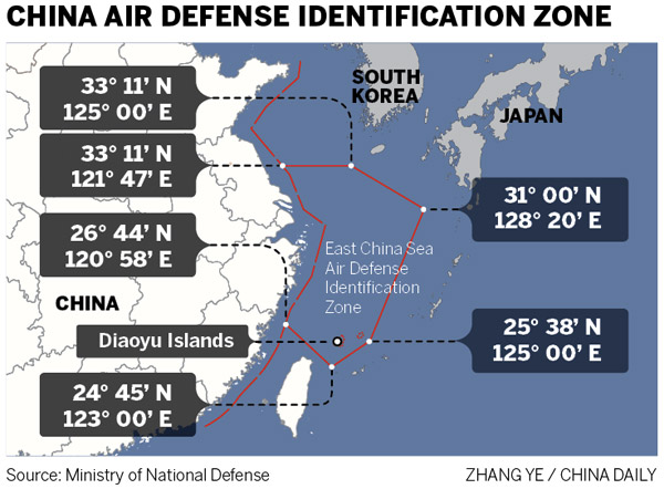 China announced to set up the East China Sea Air Defense Identification Zone (ADIZ) on Nov. 23. 