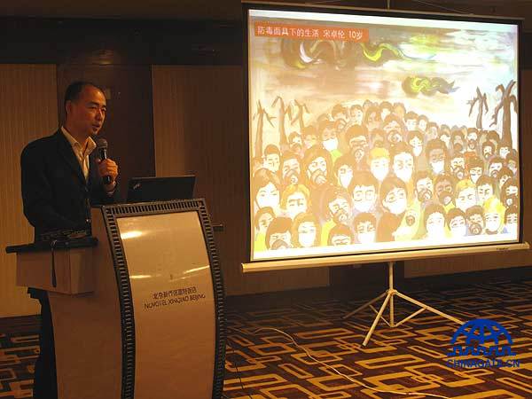 Director of IPE Ma Jun shares with the audience the conclusions from the Atmospheric Pollution Investigation Phase II Report on Tuesday in Beijing. (CnDG by Jiao Meng)