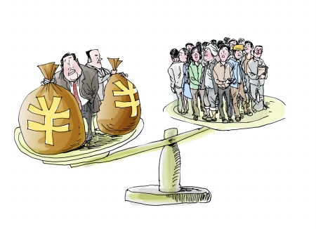The National Bureau of Statistics reported in January 2013 that in 2012 China's Gini coefficient, a widely used measure of income distribution, was 0.474, in which zero equals perfect equality. 