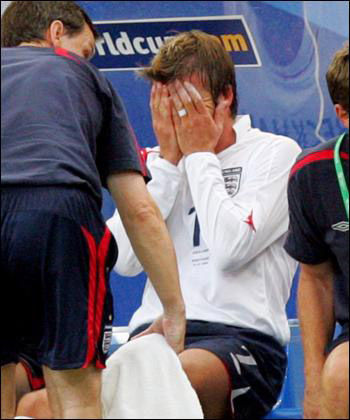 David Beckham, one of the 'Top 10 crying moments of the World Cup' by China.org.cn