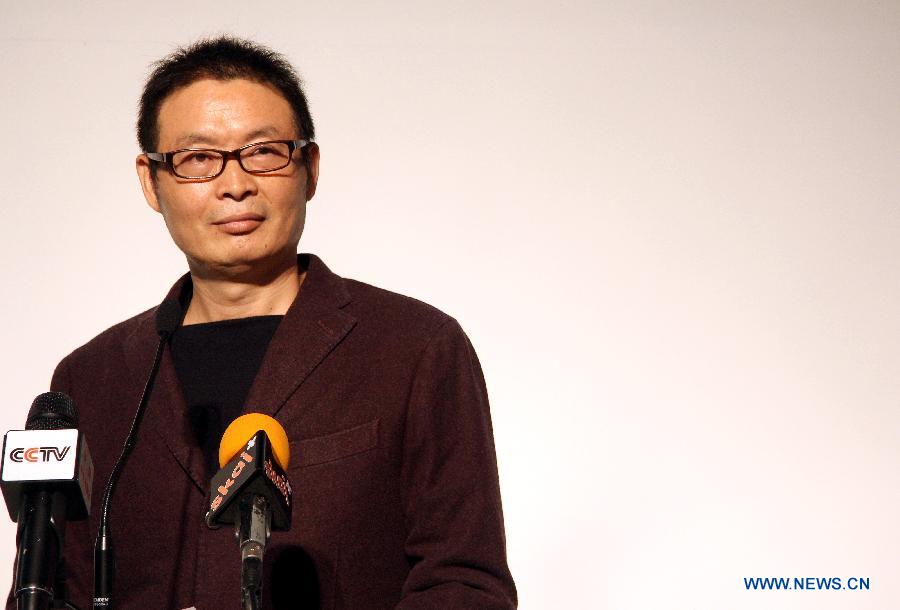 Chinese writer Mai Jia delivers a speech at the opening ceremony of China Section during the 59th Belgrade Book Fair, in Belgrade, Serbia, Oct. 26, 2014. China took part in the book fair that kicked off on Sunday as this year&apos;s host country. [Xinhua]