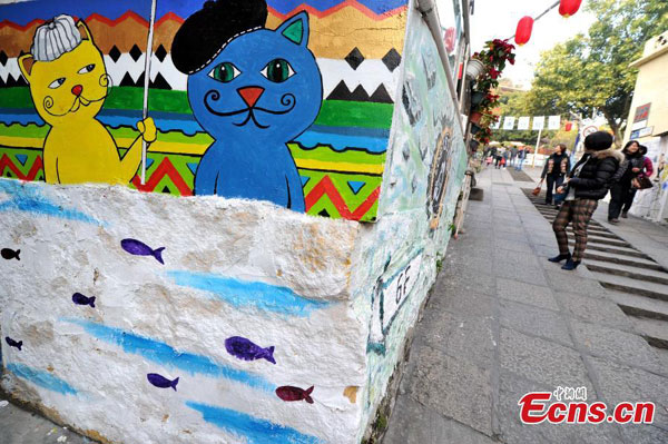 Cat-themed street catches attention in Xiamen