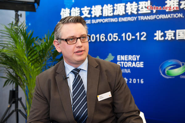 Bastian Mingers, executive team manager of Energy Storage Europe at Messer Dusseldorf in Beijing on May 10.