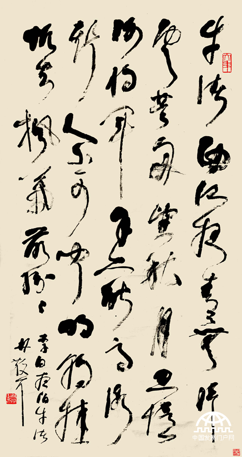 林散之草書代表作《李白詩 夜泊牛渚懷古》　 311×110㎝　李白紀念館鎮館之寶